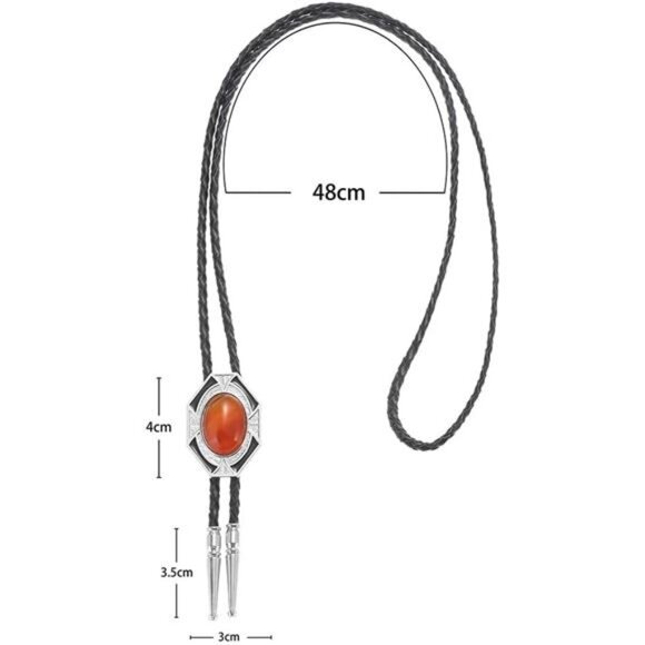 Western Native Cowboy Necktie Leather Red2 - Picture 3 of 7